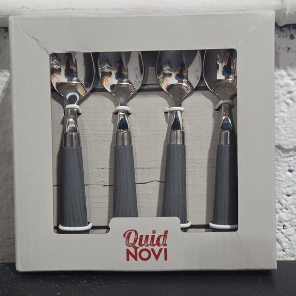 Moka Spoons Set of 4 – Gray Corsica Espresso Teaspoons Stainless Steel Quid Novi - Picture 1 of 2